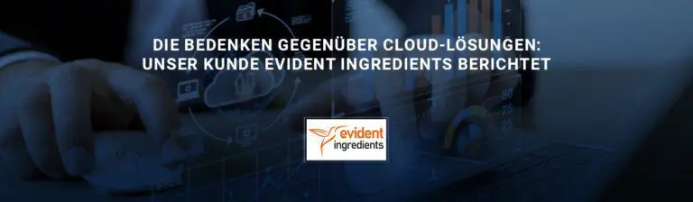 Evident Ingredients Logo auf blauem Hintergrund