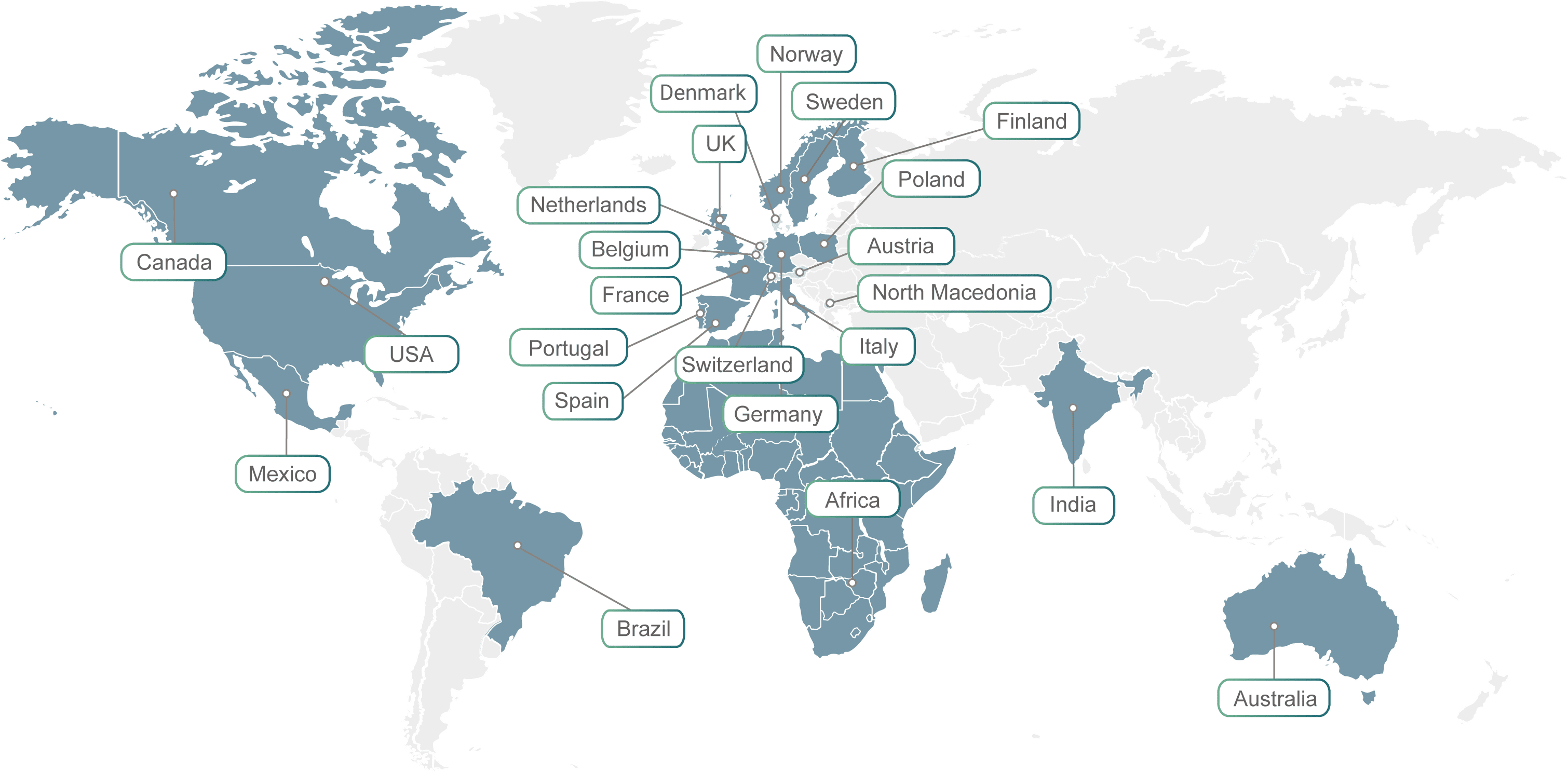 Worldmap with YAVEON reselling partners