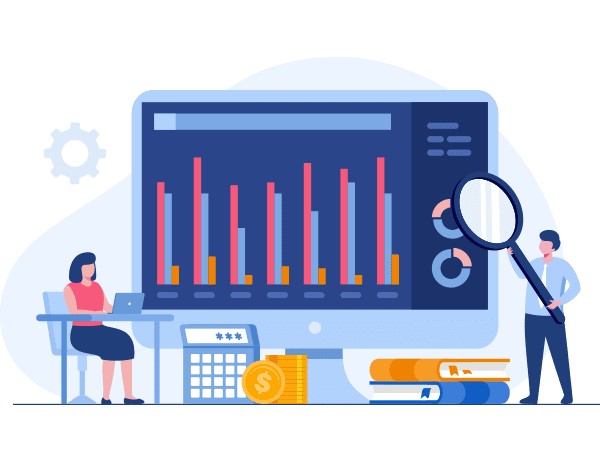 Bildschirm mit KPIs und Diagrammen