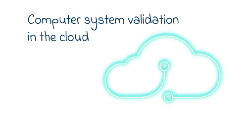 Cloud Icon with text computer system validation in the cloud