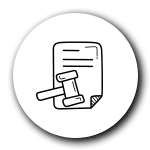 Icon of a document with a judge's gavel