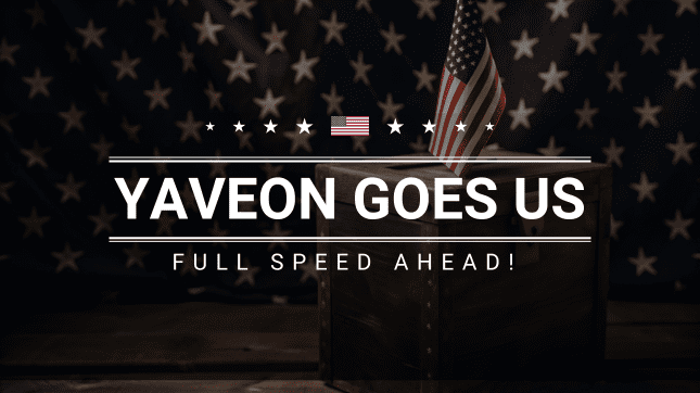 American flag with YAVEON goes US as text